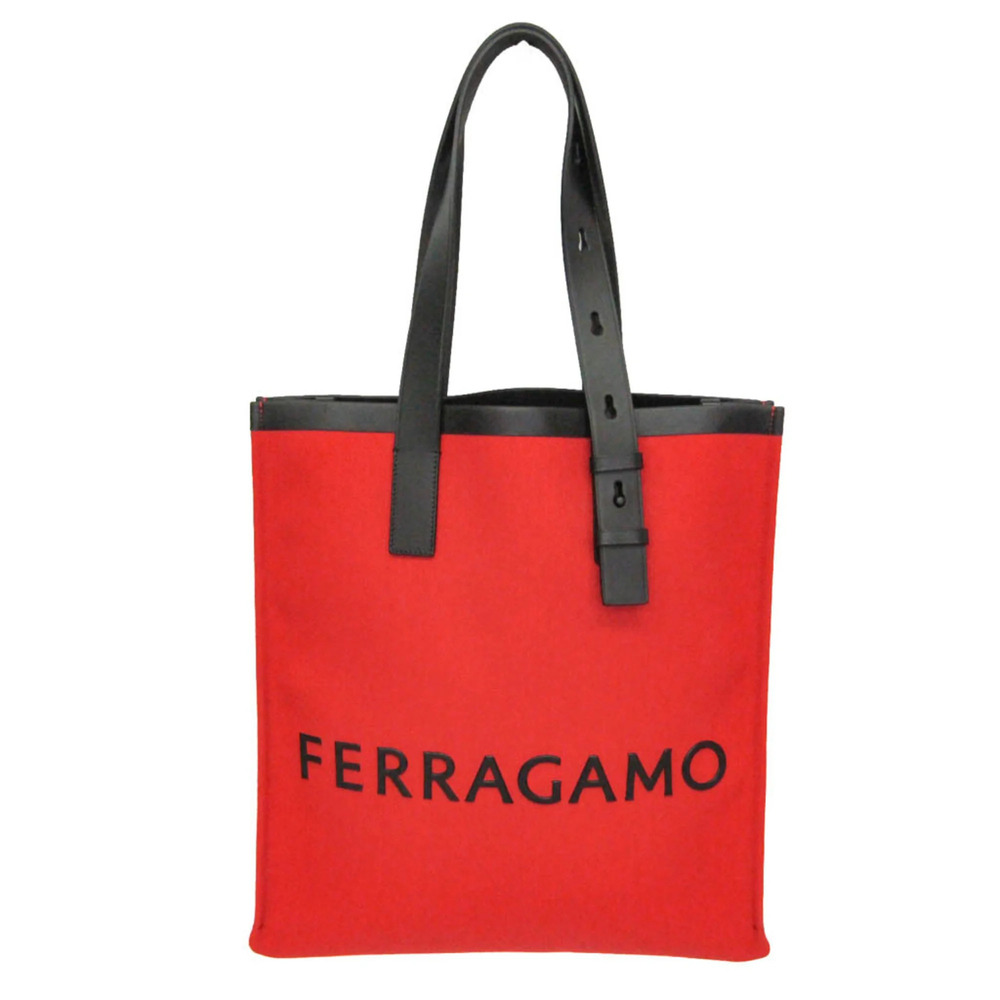 Salvatore Ferragamo North South Tote Men's Canvas,Leather Tote Bag Black,Red ...